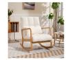 Scaun balansoar, Sherpa Fleece Accent Chair, fotoliu balansoar cu pernă lombară, bază din lemn de cauciuc pentru camera de zi, d thumbnail 2