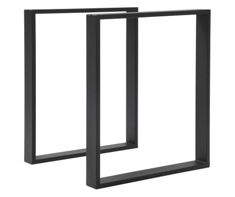 Комплект от 2 правоъгълни стоманени крака за маса, 60x8x72 см, черни
