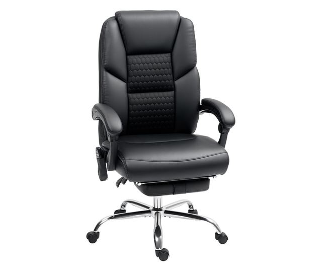 Masszázs Vibrációs Irodai Szék, Magas Háttámlával és Állítható Magassággal, 66x64x113-121 cm, Fekete