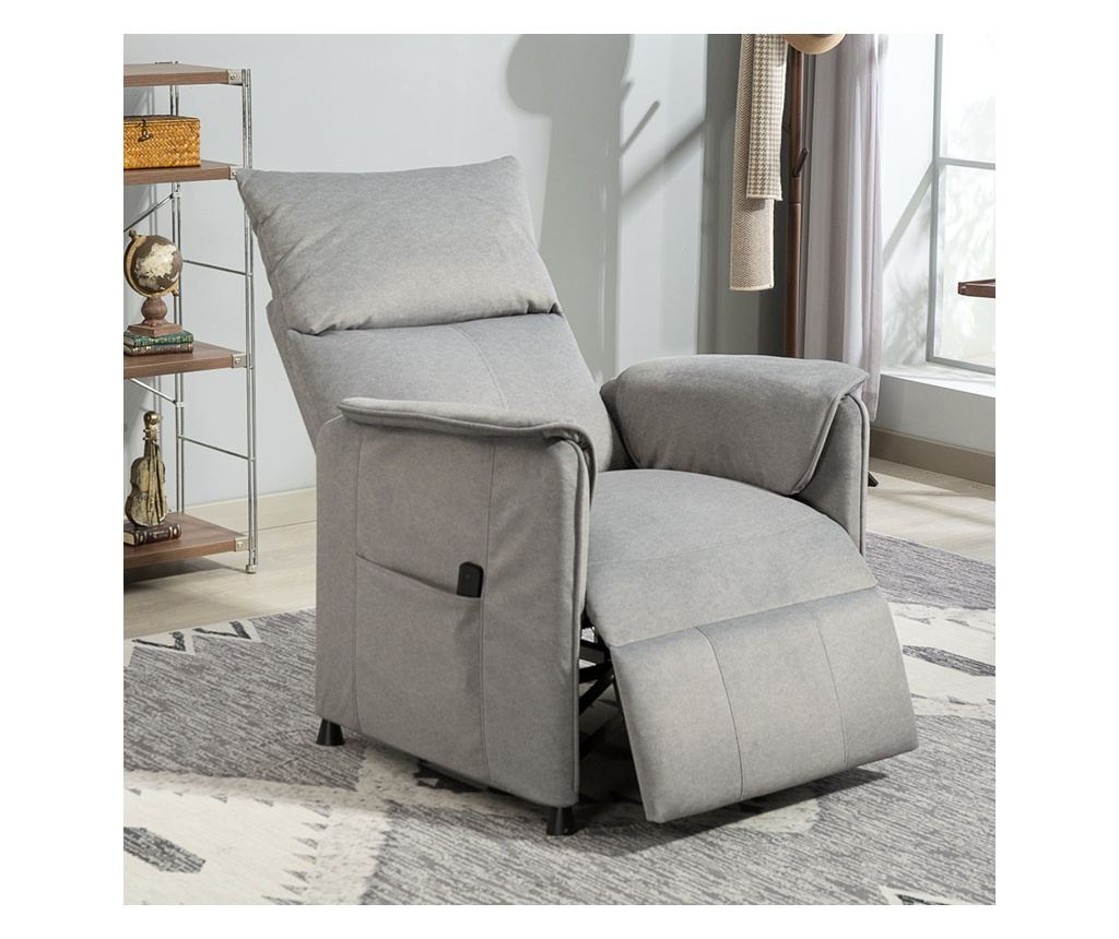 Fotoliu Reclinabil Electric Silențios, Fotoliu Relaxare 160° din Material Textil pentru Persoane în Vârstă, cu Funcție de Memori - 2