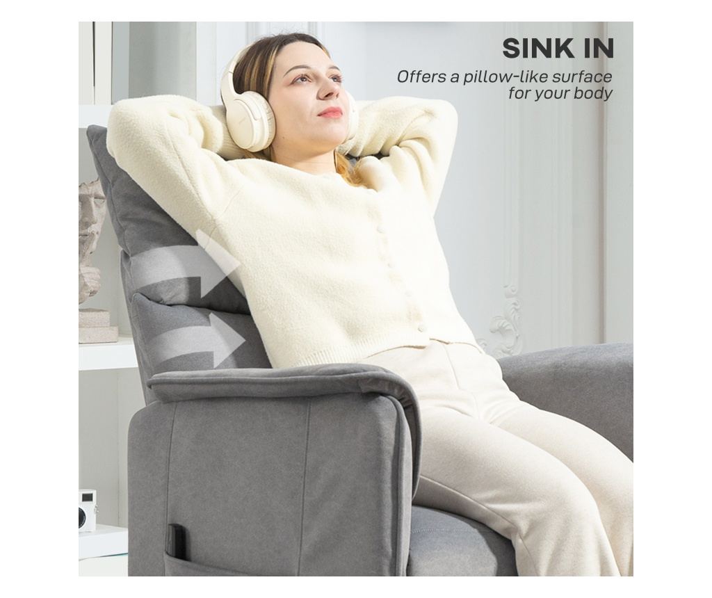 Fotoliu Reclinabil Electric Silențios, Fotoliu Relaxare 160° din Material Textil pentru Persoane în Vârstă, cu Funcție de Memori - 8