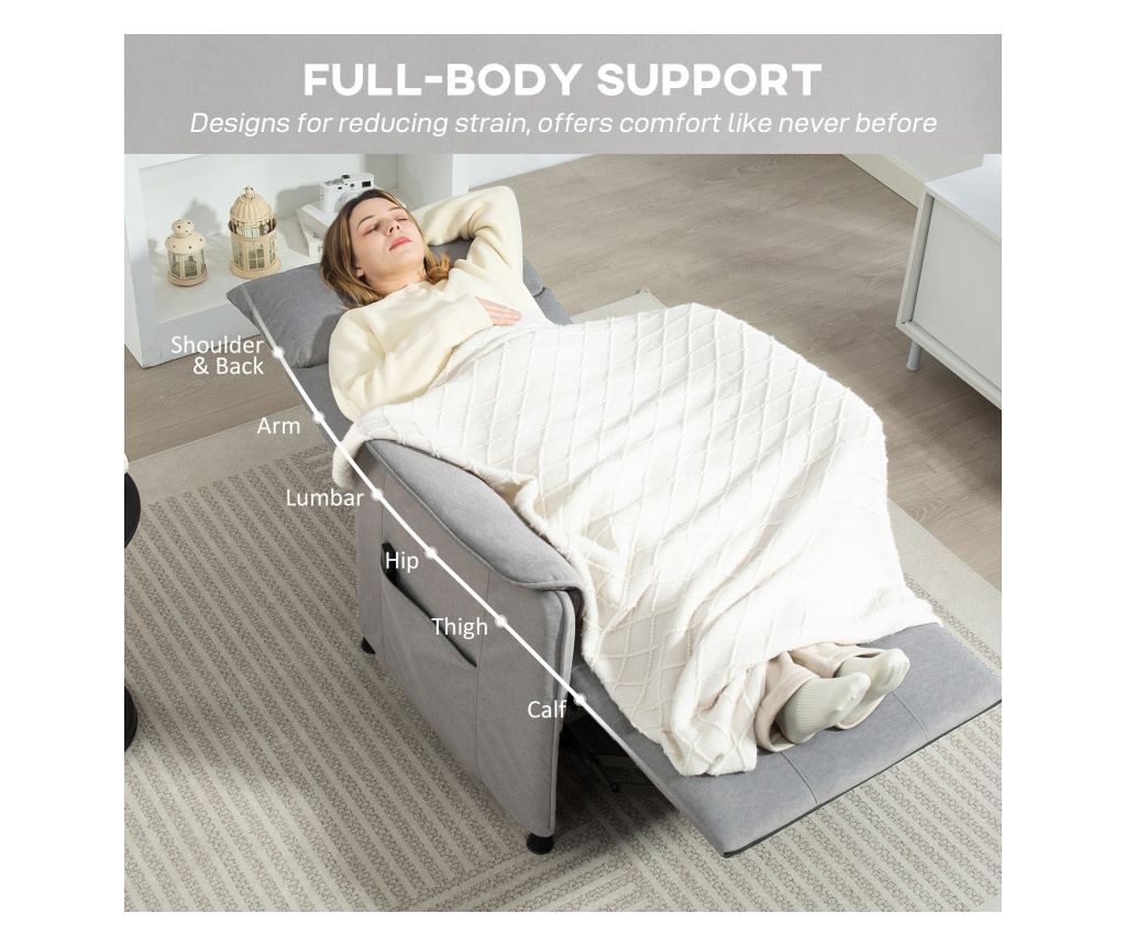 Fotoliu Reclinabil Electric Silențios, Fotoliu Relaxare 160° din Material Textil pentru Persoane în Vârstă, cu Funcție de Memori - 9