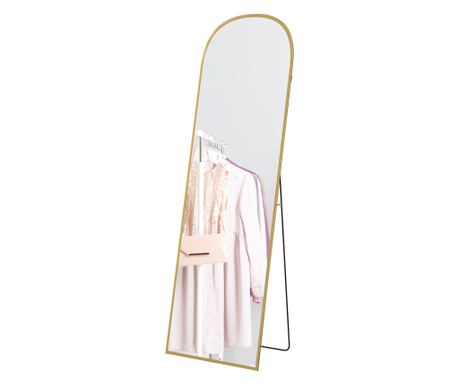 Padló- és fali tükör, modern tükör alumíniumötvözet kerettel és összecsukható állvánnyal, 50x161,5 cm, fekete