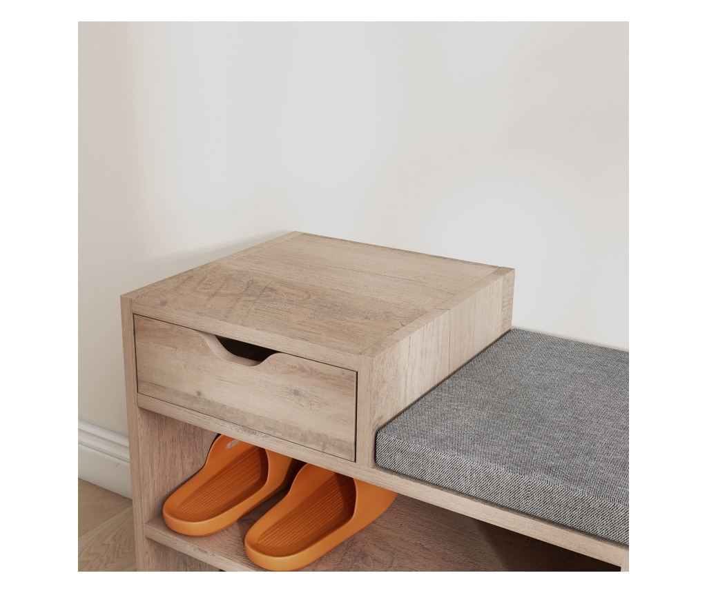 Cipőtároló pad ülőpárnával, 76,5x30x52 cm, szürke - 8