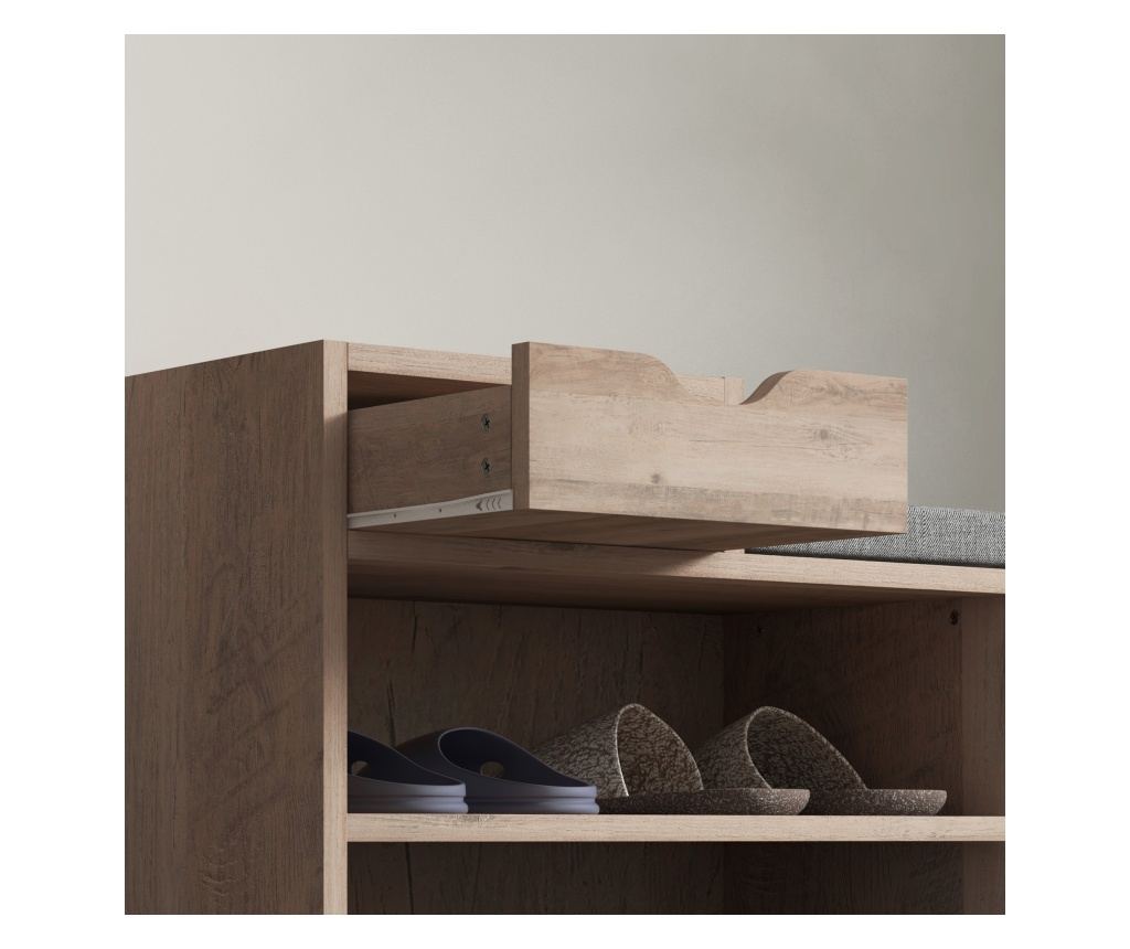 Cipőtároló pad ülőpárnával, 76,5x30x52 cm, szürke - 9