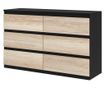 Comodă cu 6 Sertare și Picioare Antiderapante din Lemn, 120x39x75 cm, Negru