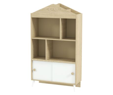 Детска етажерка за книги с 4 отворени куба и горни рафтове, 80x30x140.5 см, бяла