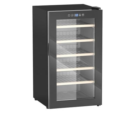 Borhűtő 41 palackhoz, 91L, Csendes, Állítható Hőmérséklet 5-20℃, Borhűtő UV-védett Üveggel, Fekete