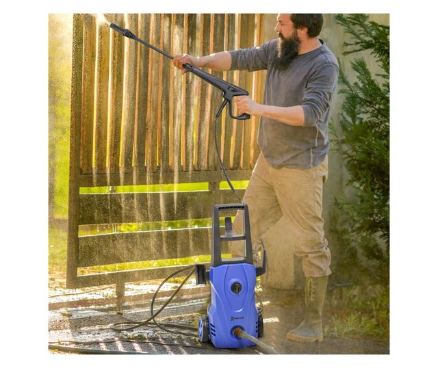 Aparat de Spălat cu Presiune Înaltă, Duză Reglabilă și Kit de Curățare, 23.5x27x68 cm, Albastru