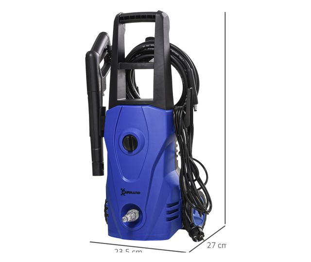 Aparat de Spălat cu Presiune Înaltă, Duză Reglabilă și Kit de Curățare, 23.5x27x68 cm, Albastru