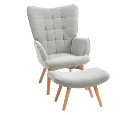 Fotelhés Lábtartó szett kárpitozott bársonnyel, Beige