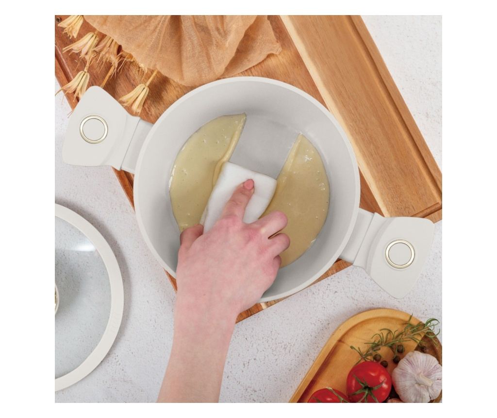 Oală cu capac 20 cm, 2.5L – Berlinger Haus Sahara Collection BH 8070, crem, cu strat antiaderent cu titan, pentru gătit zilnic - 3