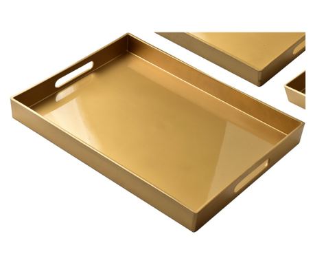 BLANCHE GOLD Set od 3 ukrasne tacne 40x30x4cm/35x25x3.5cm/30x20x3.5cm
