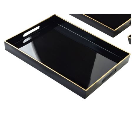 BLANCHE BLACK Set od 3 ukrasne tacne 40x30x4cm/35x25x3.5cm/30x20x3.5cm