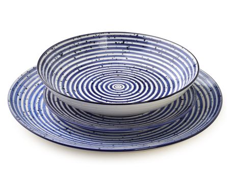 STRIPES BLUE 18-delni jedilni set (27/19/20 cm, posoda 550 ml)
