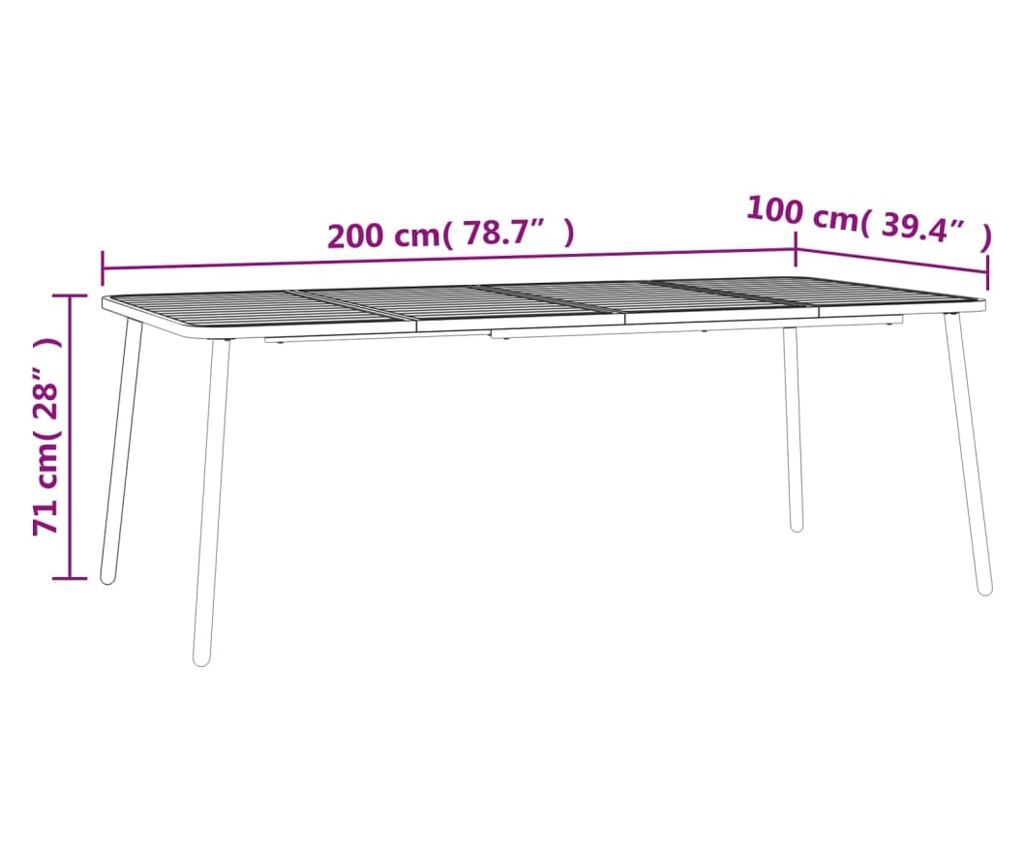 Комплект градински мебели, 9 части, антрацит, стомана - 11