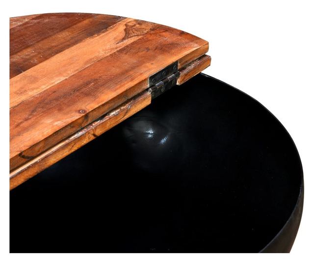 Set stolića za kavu, 2 komada, crna, reciklirano masivno drvo u obliku zdjele