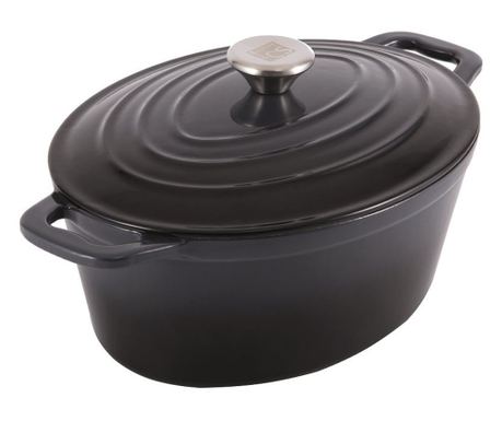 Oală din fontă emailată cu capac, 7.7L – Xanten Carl Schmidt Sohn 075262, gri, tip roaster, 36x27.8 cm, cuptor + inducție