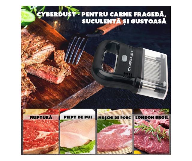 Уред За Омекотяване На Месо CYBERDUST, Неръждаема Стомана, 48 Игли, За Говеждо, Пуйка, Пиле, Стек, Телешко, Свинско, Аксесоари З