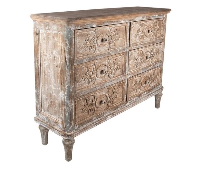Comoda bej, din lemn masiv, aspect vintage, Fleuron