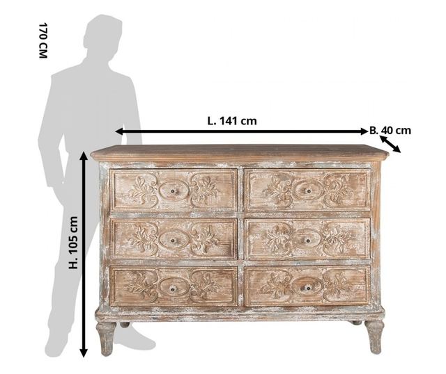 Comoda bej, din lemn masiv, aspect vintage, Fleuron