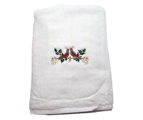 Prosop de Baie Brodat, Hotel Supplier, bumbac 100%, Alb, 70x140cm, 680g/mp - Model Pasare