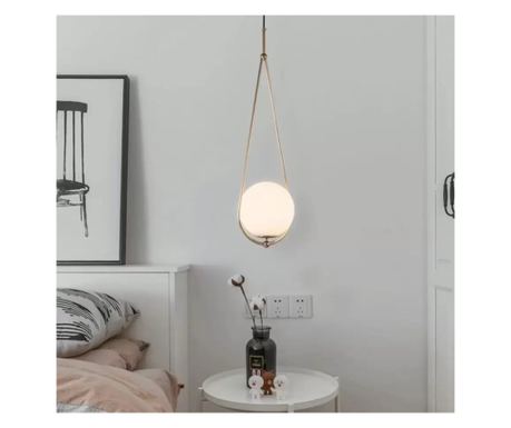 Lustra LOFT Haven Pendant Light, 1x E27, White Globe, Gold Frame, Adjustable Height