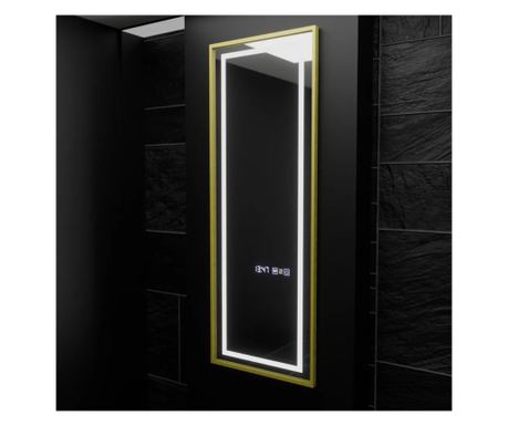Ορθογώνιος Καθρέφτης LED, 45x140cm, Αισθητήρας Radar Elena Marcello, Σύστημα Αντιθαμβωτικής Προστασίας, Ρολόι & Θερμόμετρο, Ρυθμ