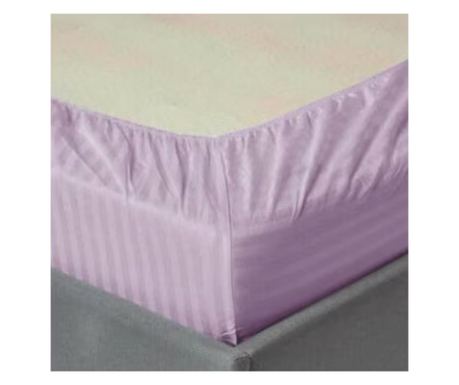 Kotonia Home Deco rugalmas ágyneműhuzat, 100% pamut, damaszt szatén, 1 cm-es csíkok, lila, 100x200+20 cm