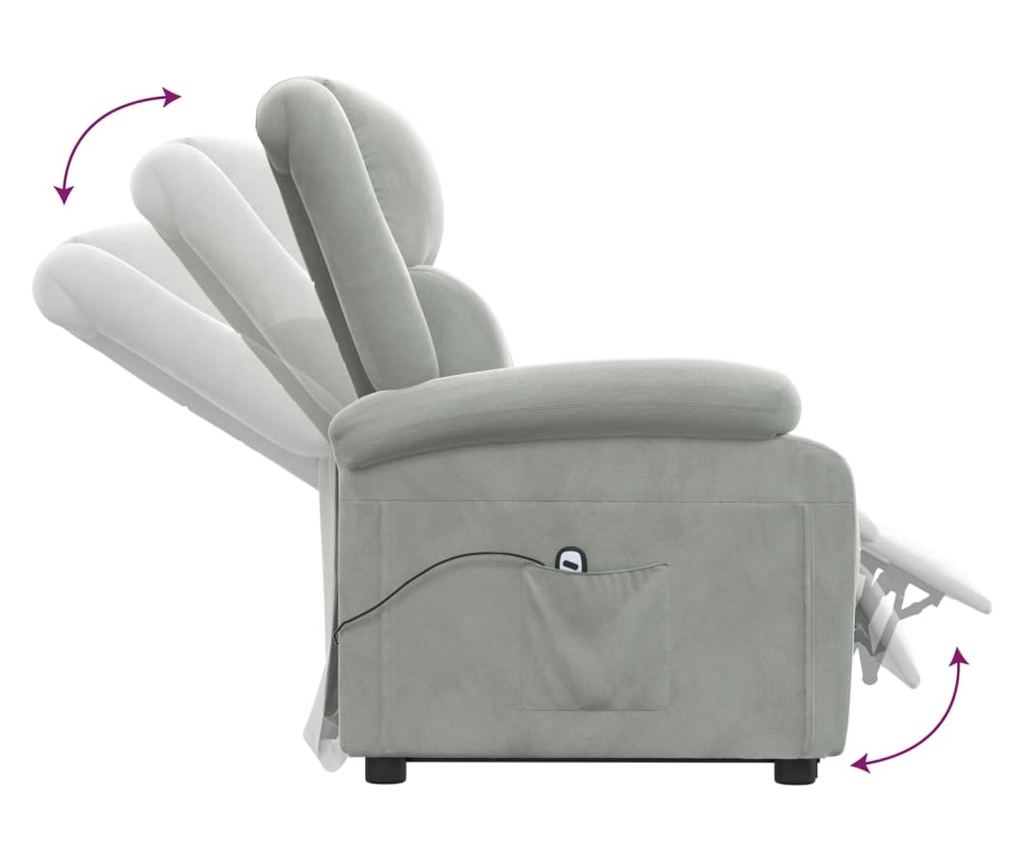 Dvignjivi naslanjač, svetlo siv, žamet - 6