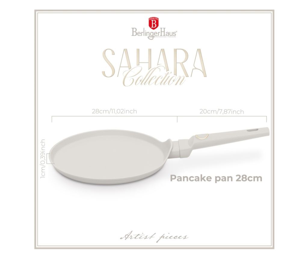 Pekač za palačinke 28 cm Sahara Berlinger Haus BH 8056, nelepljiv, krem - 2