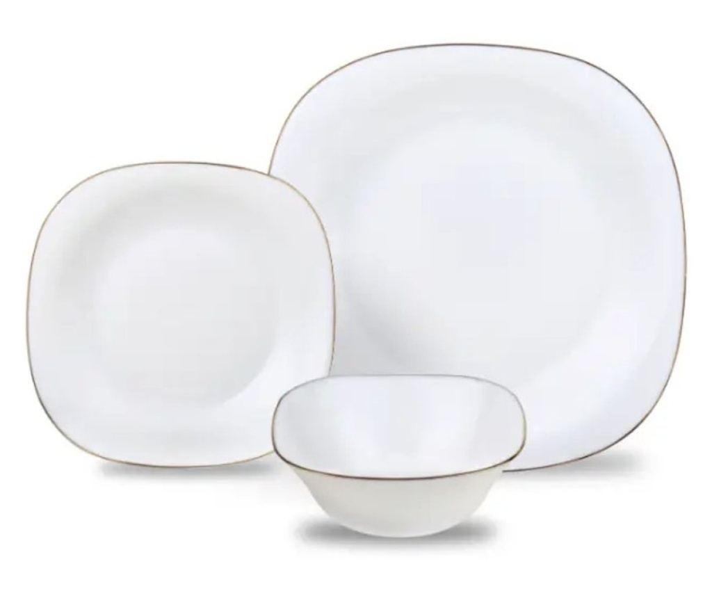 Set farfurii 18 piese, opal, alb cu auriu Kinghoff KH-1923 - 7