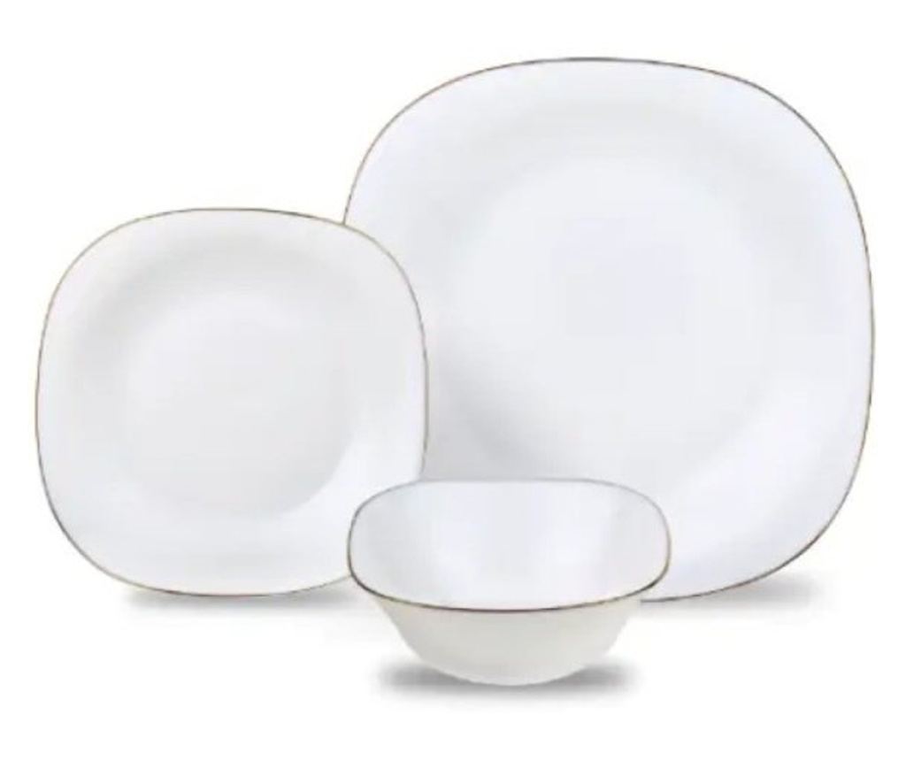 Set farfurii 18 piese, opal, alb cu auriu Kinghoff KH-1923 - 8