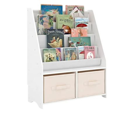 GINGER HOME 2-σε-1 Παιδική Οργάνωση - Βιβλιοθήκη και Αποθήκευση Παιχνιδιών, Λευκό, Στυλ Μοντεσσόρι