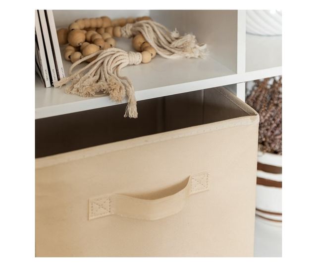 Dječja polica za knjige i organizator igračaka, GINGER HOME sa 6 polica i platnenim kutijama, bijela, Montessori namještaj