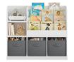 GINGER HOME Organizer dla dzieci z półkami na zabawki i książki, 3 pojemniki z tkaniny, biały, 92x30x80 cm, Montessori