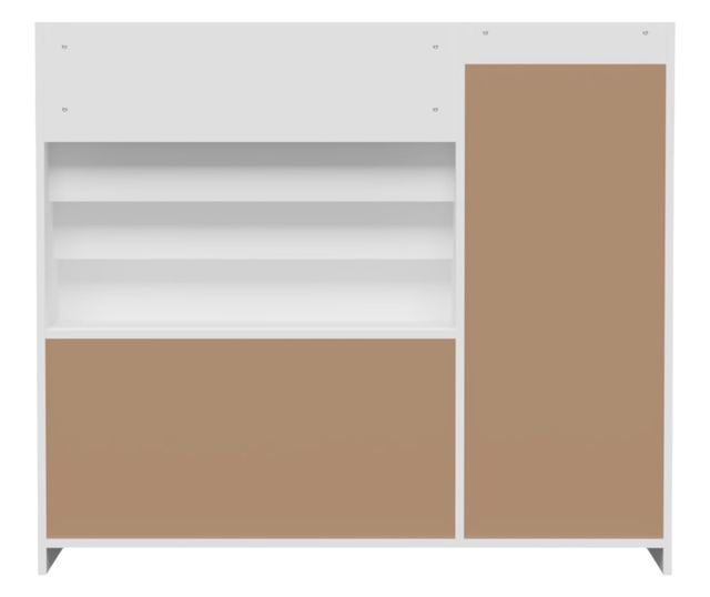 GINGER HOME Organizer dla dzieci z półkami na zabawki i książki, 3 pojemniki z tkaniny, biały, 92x30x80 cm, Montessori