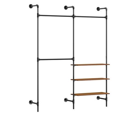 Raft industrial SoBuy cu bare și rafturi din MDF, finisaj negru, model KLS18