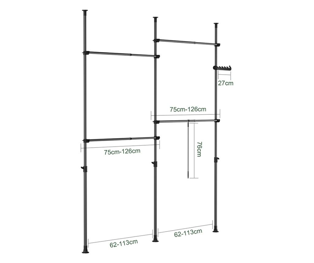 Suport telescopic reglabil SoBuy pentru haine de podea, negru - 3