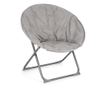 Folding Armchair with Steel Frame and Grey Fabric Cushion, 65 cm x 75 cm x 80 cm H x 42 cm Seat H thumbnail 1