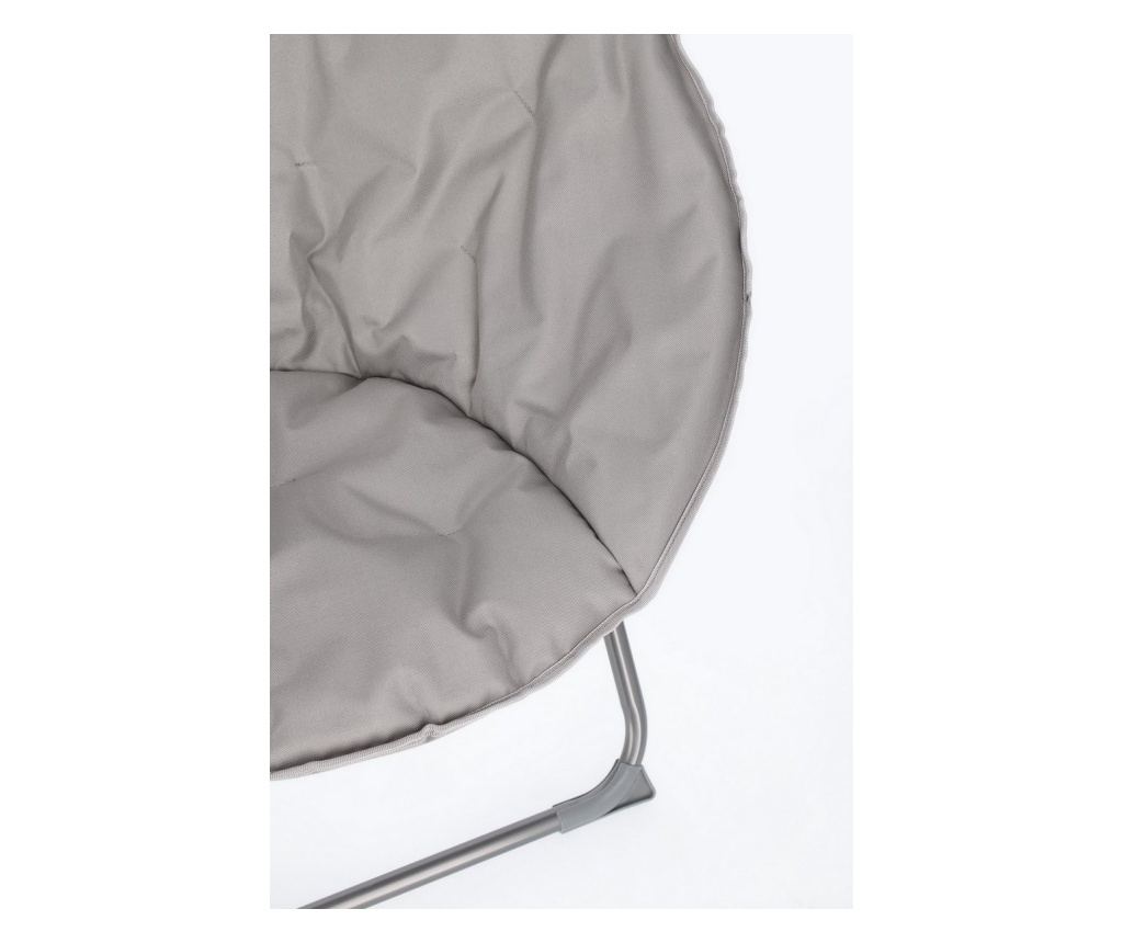 Folding Armchair with Steel Frame and Grey Fabric Cushion, 65 cm x 75 cm x 80 cm H x 42 cm Seat H - 4