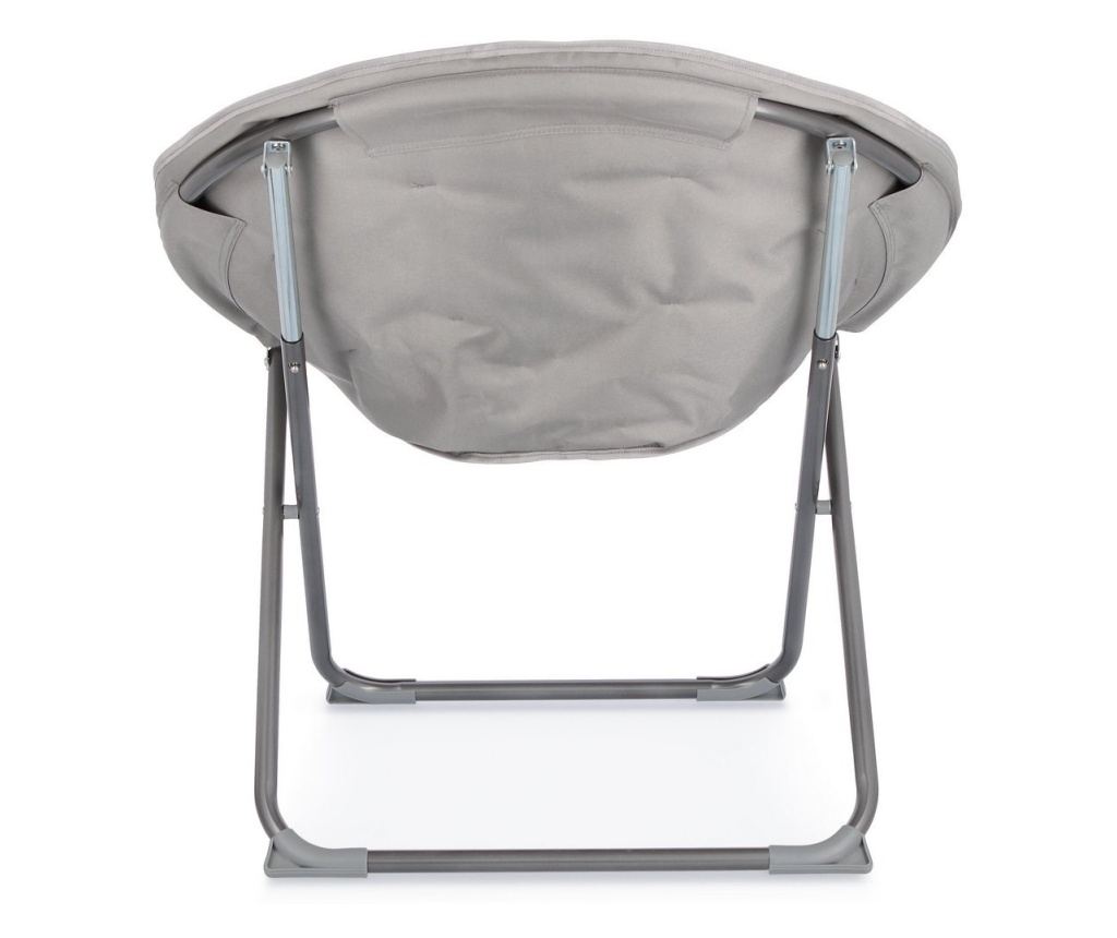 Folding Armchair with Steel Frame and Grey Fabric Cushion, 65 cm x 75 cm x 80 cm H x 42 cm Seat H - 6
