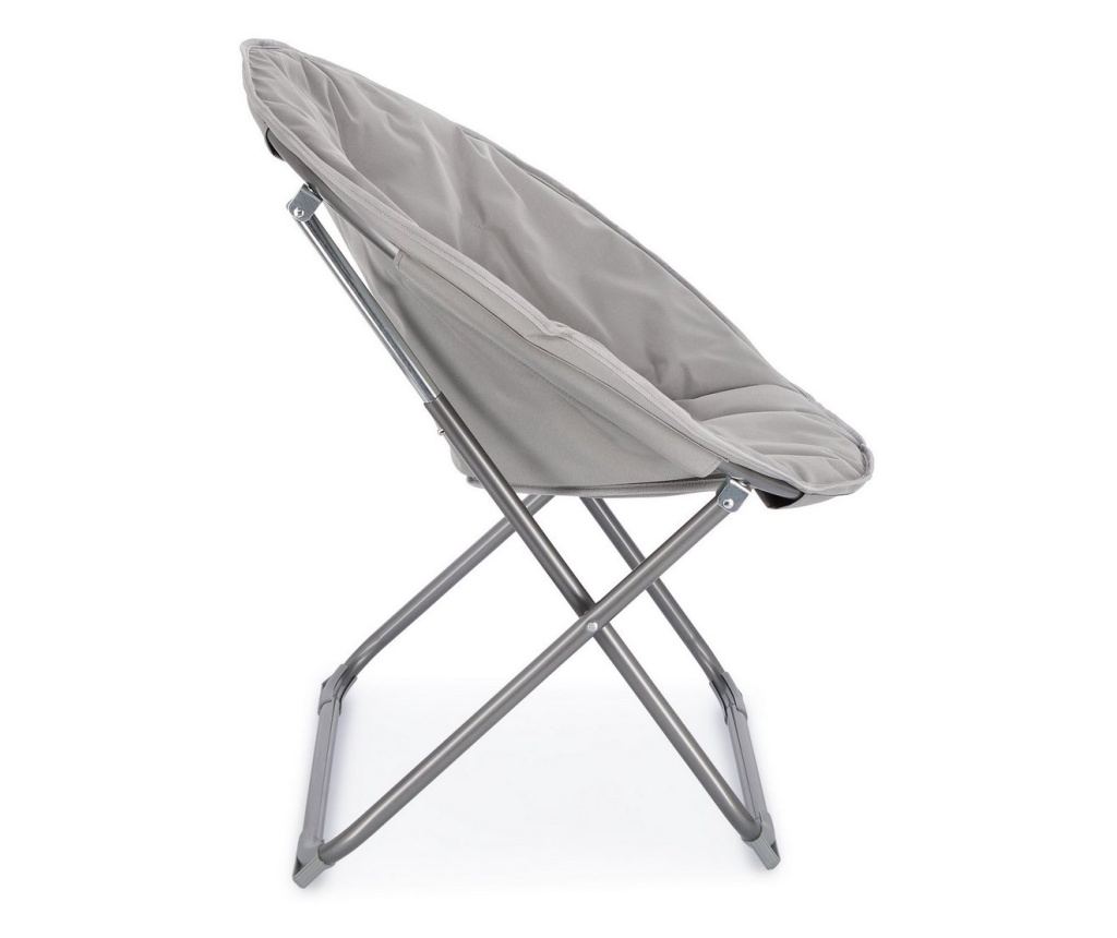 Folding Armchair with Steel Frame and Grey Fabric Cushion, 65 cm x 75 cm x 80 cm H x 42 cm Seat H - 7