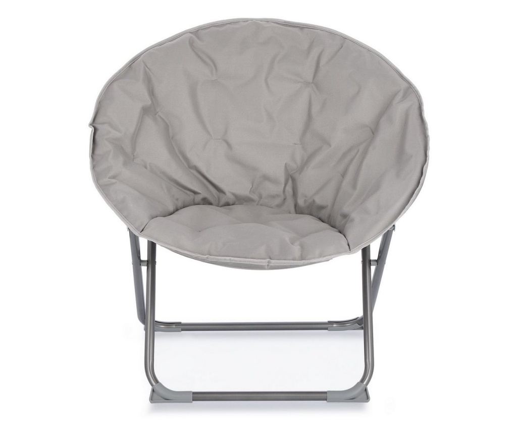 Folding Armchair with Steel Frame and Grey Fabric Cushion, 65 cm x 75 cm x 80 cm H x 42 cm Seat H - 8