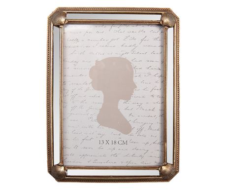 Golden Tabletop Photo Frame with Mirror 16x2x21 cm