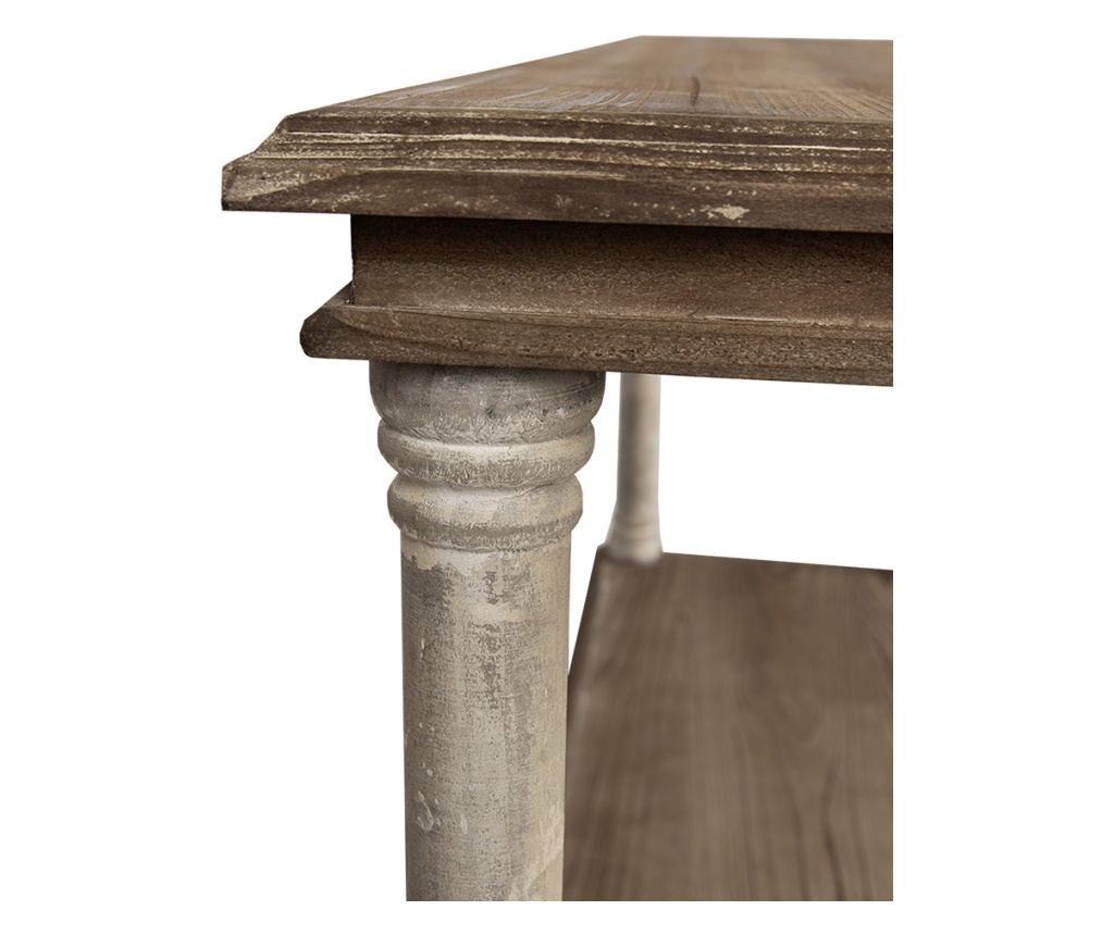 Brown and White Wooden Console Table 110x40x113 cm - 3