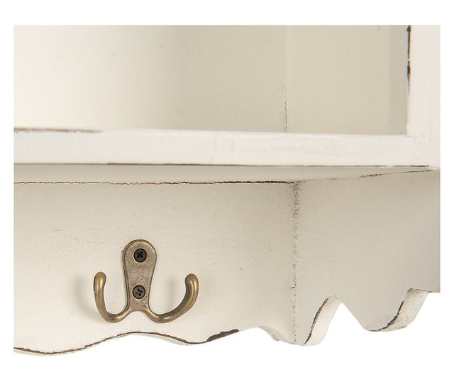Raft perete lemn alb vintage 46x14x67 cm