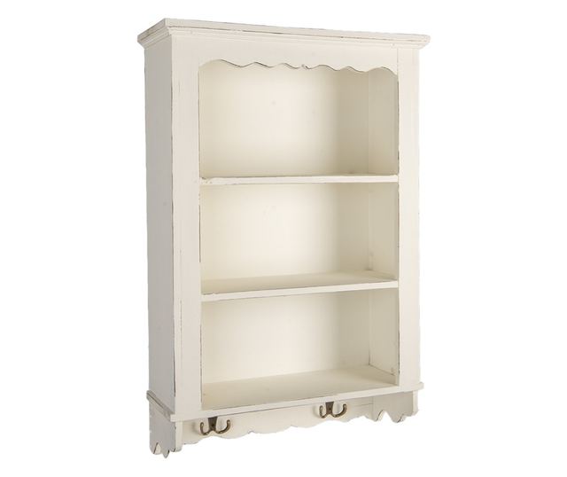 Raft perete lemn alb vintage 46x14x67 cm