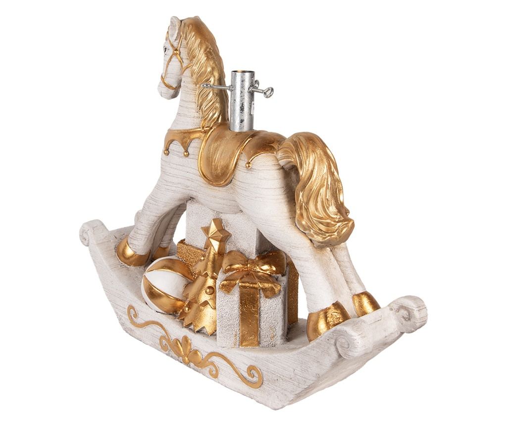 White and Gold Ceramic Horse Christmas Tree Stand, 73x21x61 cm - 2