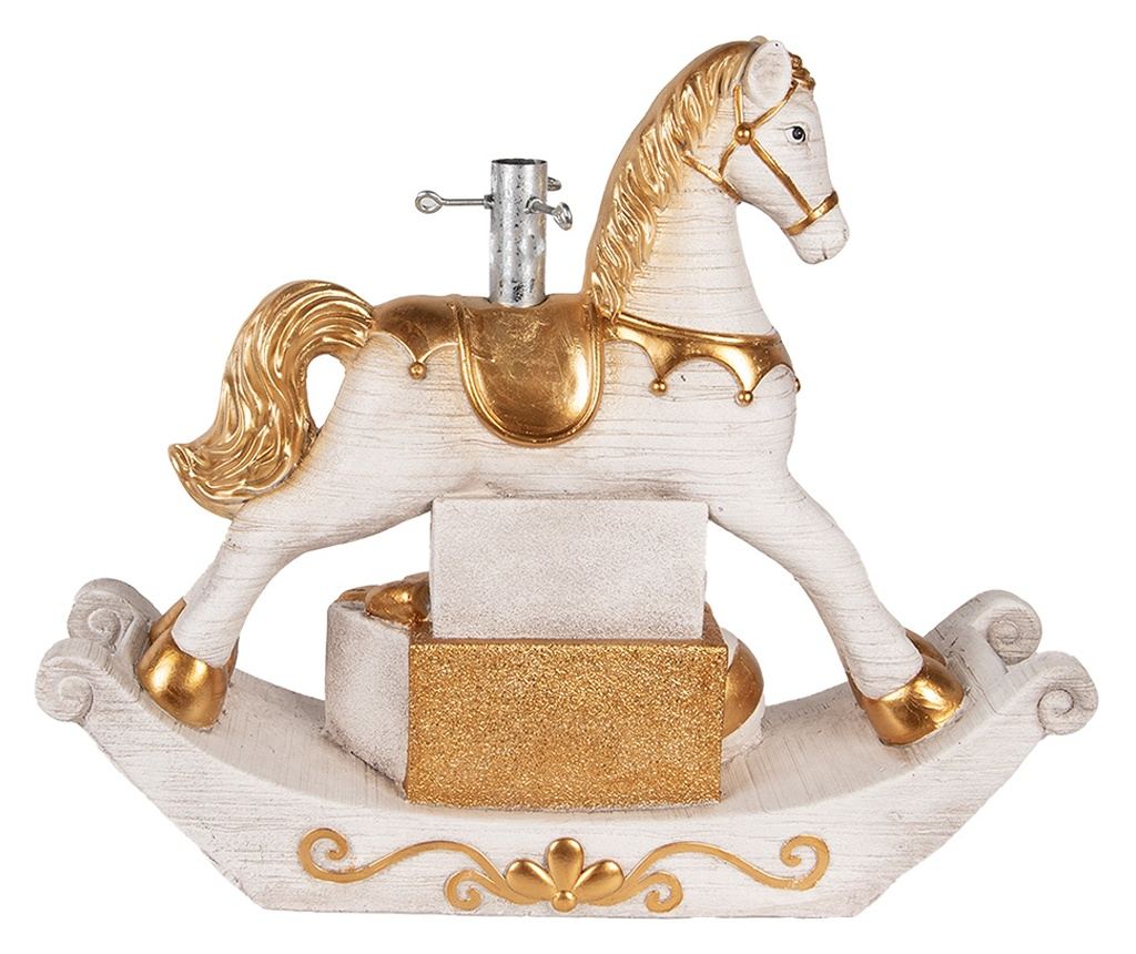White and Gold Ceramic Horse Christmas Tree Stand, 73x21x61 cm - 5